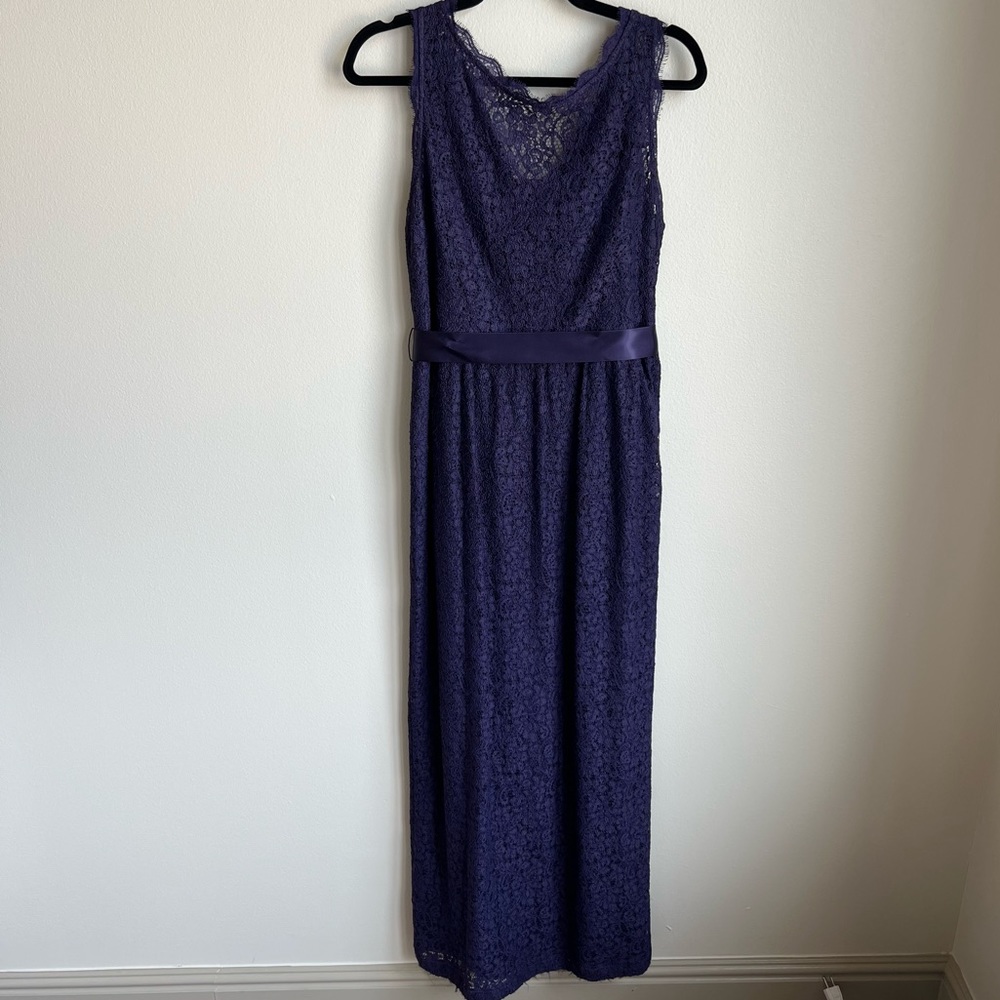 Adrianna Papell Purple Sleeveless Lace Illusion Column Gown, Size 12
